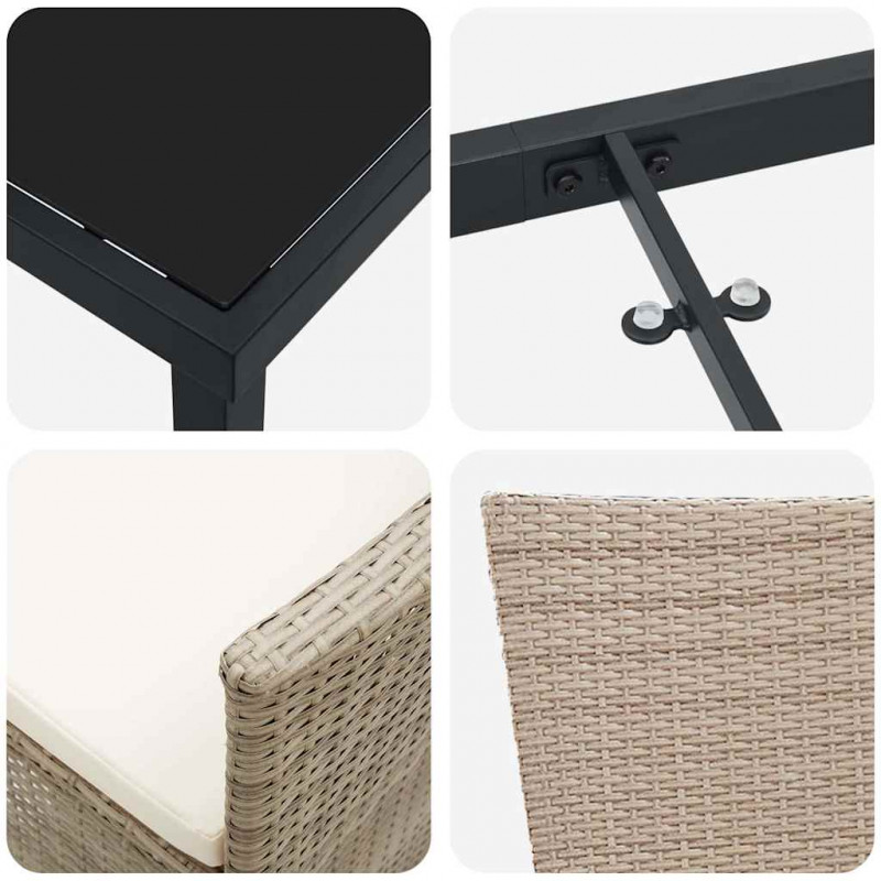 Zestaw do jadalni w ogrodzie z poduszką 7 pcs Beżowy polirattan