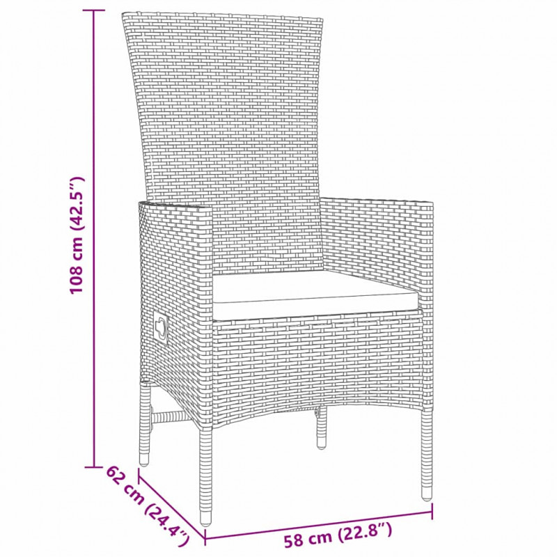 Zestaw do jadalni w ogrodzie z poduszką 7 pcs Beżowy polirattan