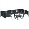 Zestaw Sof na Ogród z poduszką 7 pcs Czarny Stal