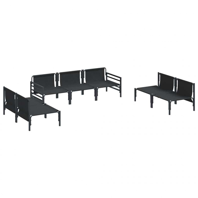 Zestaw Sof na Ogród z poduszką 7 pcs Czarny Stal