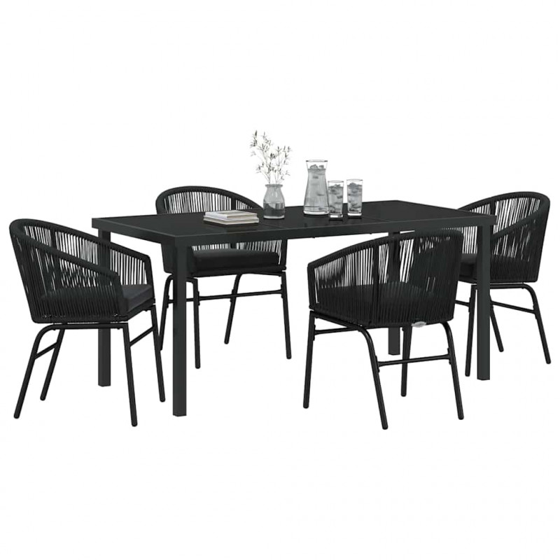 Zestaw do jadalni w ogrodzie 5 pcs Czarny