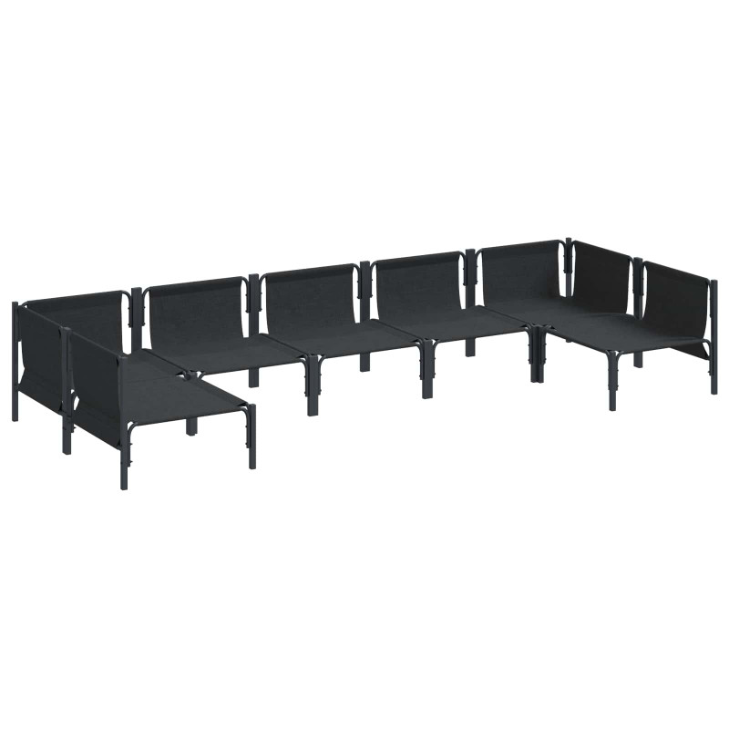 Zestaw Sof na Ogród z poduszką 7 pcs Czarny Stal