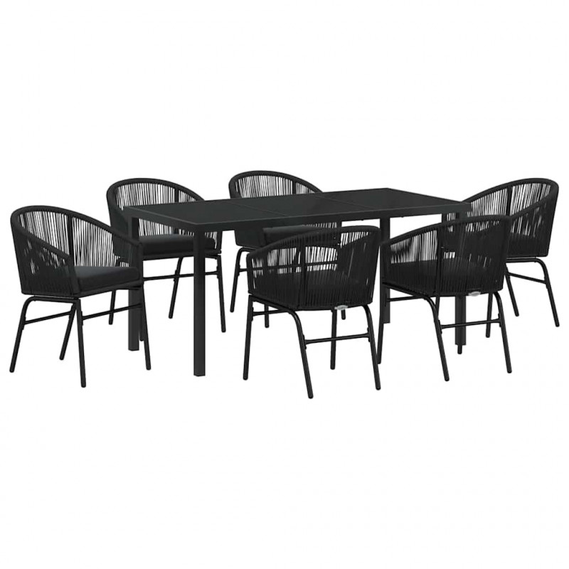 Zestaw do jadalni w ogrodzie 7 pcs Czarny