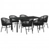 Zestaw do jadalni w ogrodzie 7 pcs Czarny
