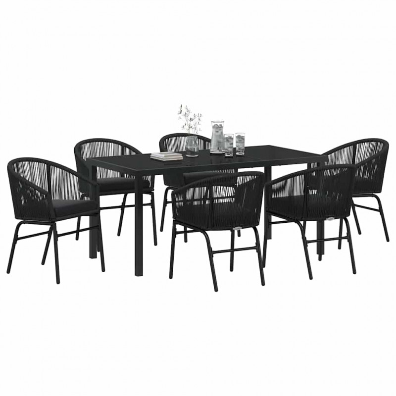 Zestaw do jadalni w ogrodzie 7 pcs Czarny