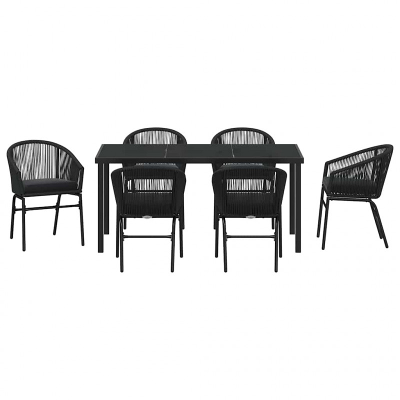 Zestaw do jadalni w ogrodzie 7 pcs Czarny