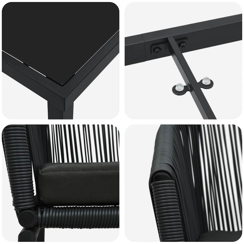Zestaw do jadalni w ogrodzie 7 pcs Czarny