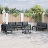 Zestaw Sof na Ogród z poduszką 8 pcs Czarny Stal