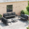 Zestaw Sof na Ogród z poduszką 8 pcs Czarny Stal