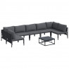 Zestaw Sof na Ogród z poduszką 8 pcs Czarny Stal