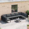Zestaw Sof na Ogród z poduszką 8 pcs Czarny Stal