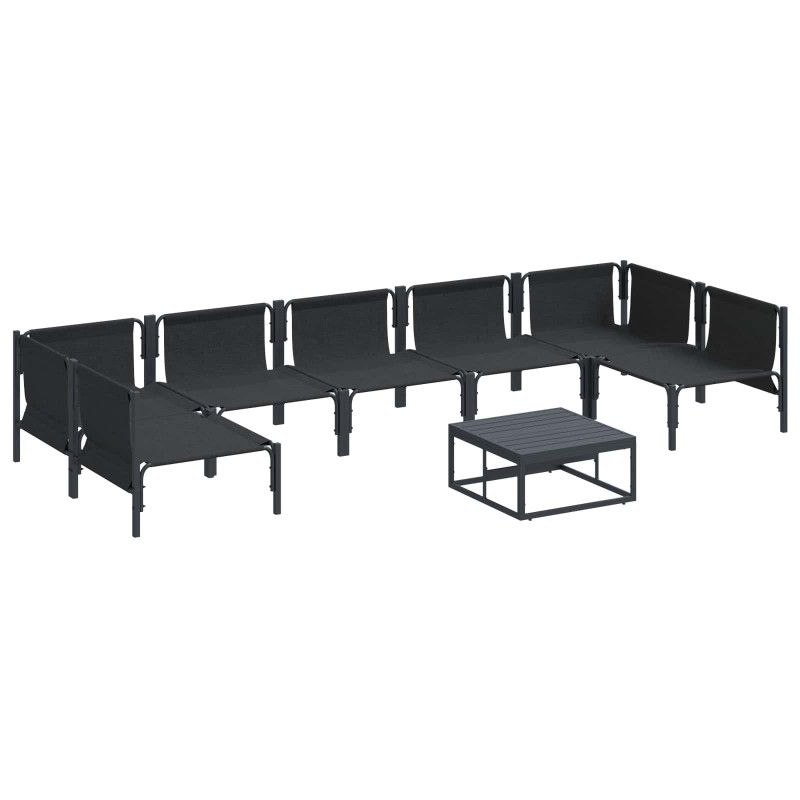 Zestaw Sof na Ogród z poduszką 8 pcs Czarny Stal