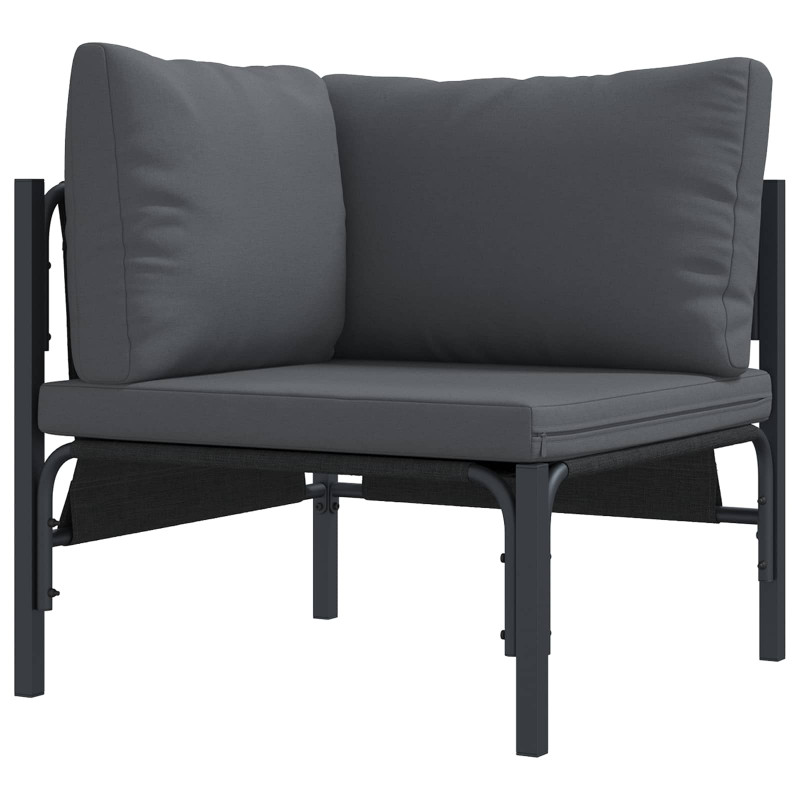 Zestaw Sof na Ogród z poduszką 8 pcs Czarny Stal