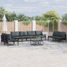 Zestaw Sof na Ogród z poduszką 8 pcs Czarny Stal