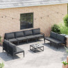 Zestaw Sof na Ogród z poduszką 8 pcs Czarny Stal