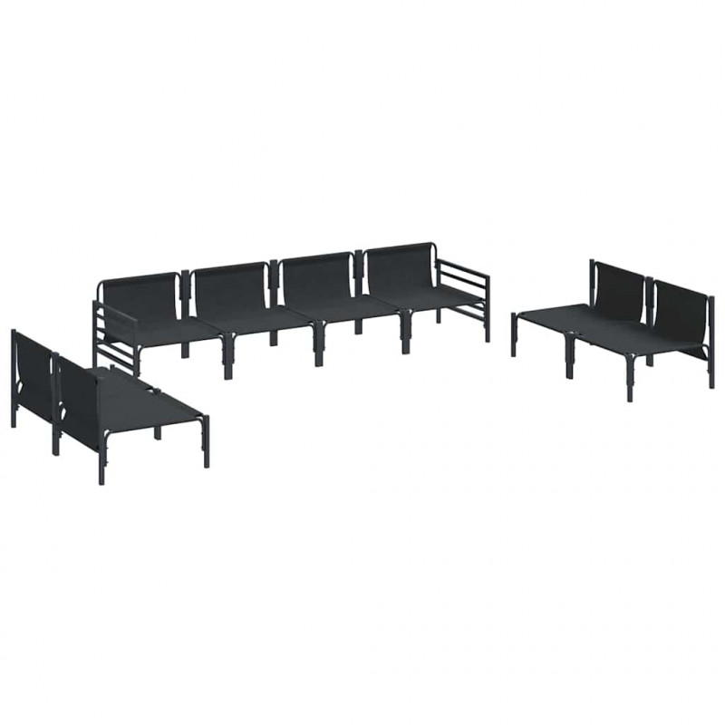Zestaw Sof na Ogród z poduszką 8 pcs Czarny Stal
