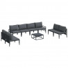 Zestaw Sof na Ogród z poduszką 9 pcs Czarny Stal