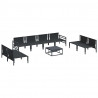 Zestaw Sof na Ogród z poduszką 9 pcs Czarny Stal