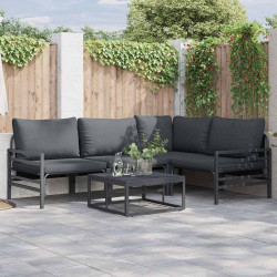 Zestaw Sof na Ogród z poduszką 4 pcs Antracyt Stal