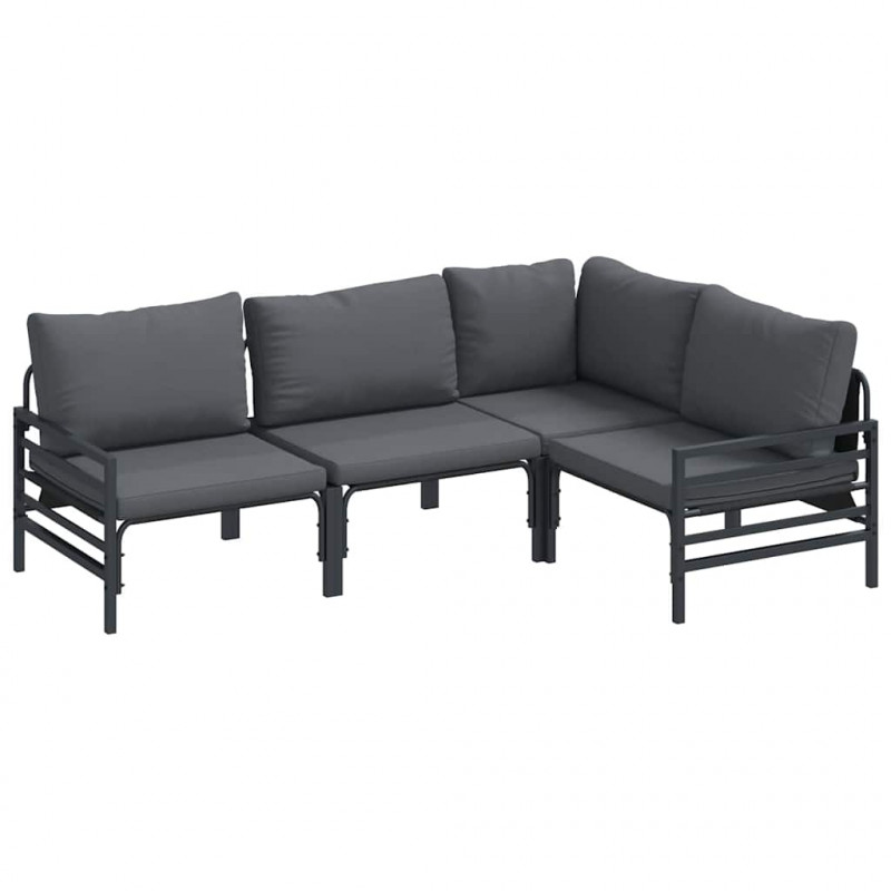Zestaw Sof na Ogród z poduszką 4 pcs Antracyt Stal