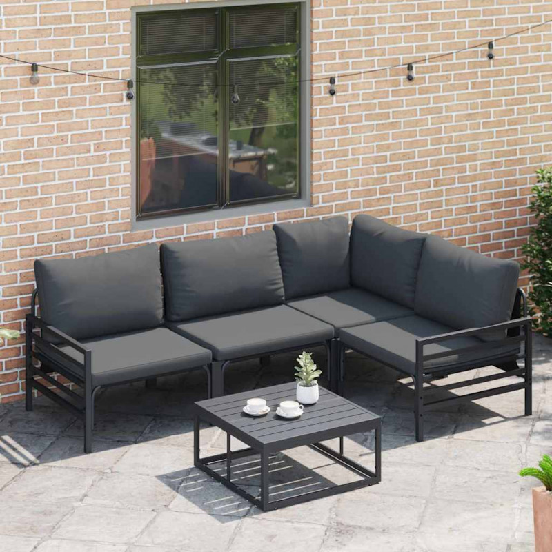 Zestaw Sof na Ogród z poduszką 4 pcs Antracyt Stal