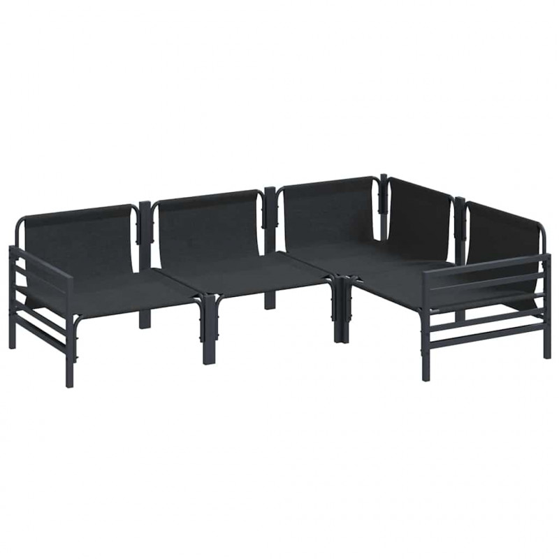 Zestaw Sof na Ogród z poduszką 4 pcs Antracyt Stal