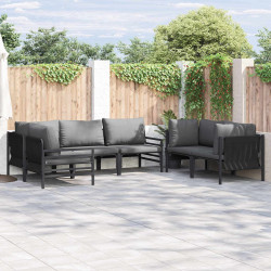 Zestaw Sof na Ogród z poduszką 6 pcs Antracyt Stal