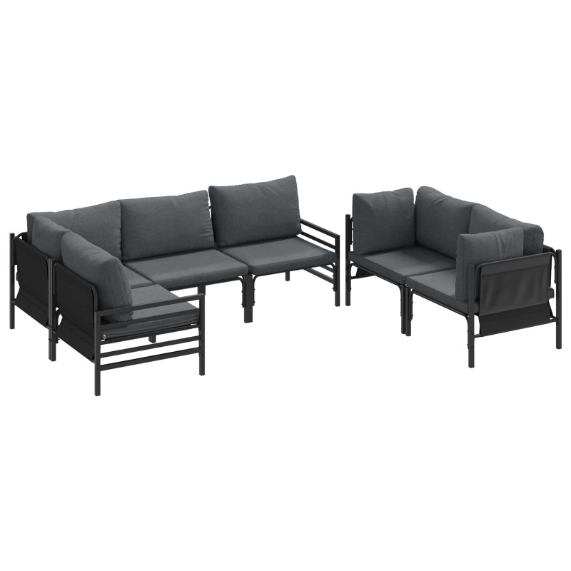 Zestaw Sof na Ogród z poduszką 6 pcs Antracyt Stal