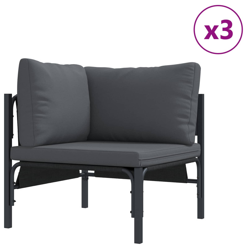 Zestaw Sof na Ogród z poduszką 6 pcs Antracyt Stal