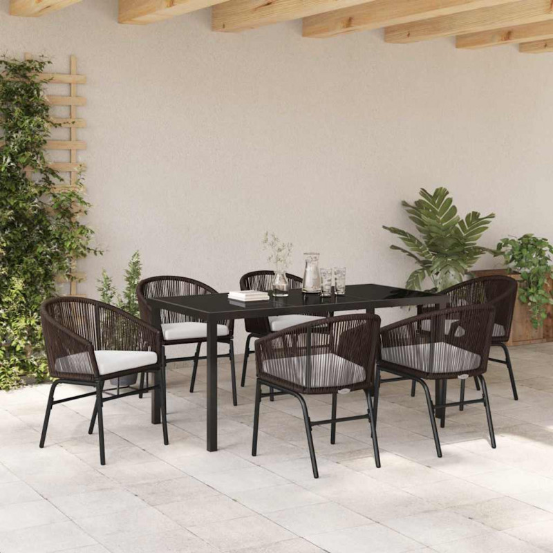Zestaw do jadalni w ogrodzie 7 pcs Brązowy