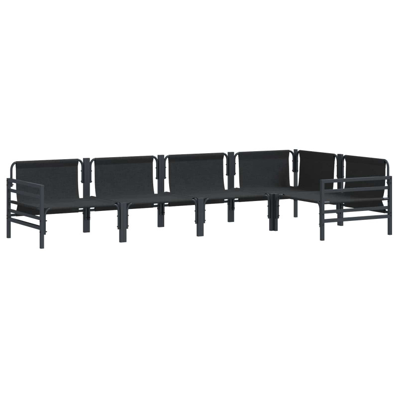 Zestaw Sof na Ogród z poduszką 5 pcs Czarny Stal