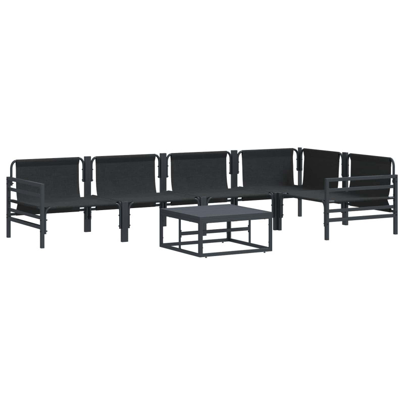 Zestaw Sof na Ogród z poduszką 6 pcs Czarny Stal