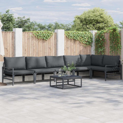 Zestaw Sof na Ogród z poduszką 6 pcs Czarny Stal