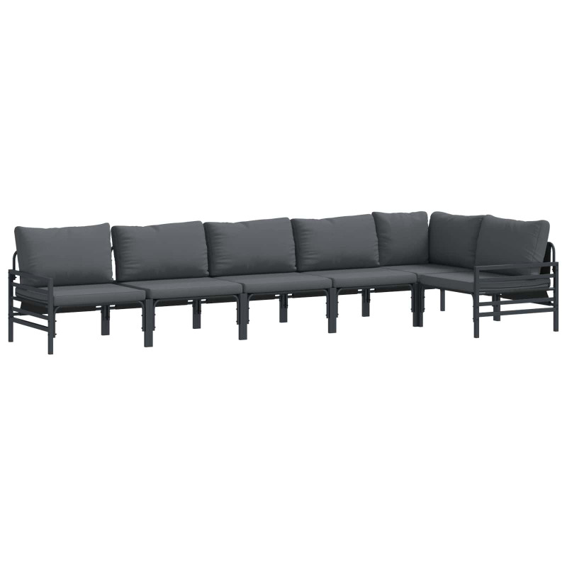 Zestaw Sof na Ogród z poduszką 6 pcs Czarny Stal