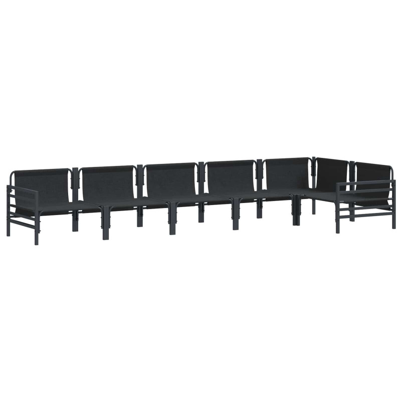 Zestaw Sof na Ogród z poduszką 6 pcs Czarny Stal