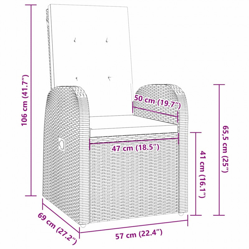 Zestaw do jadalni w ogrodzie z poduszką 7 pcs Szary polirattan