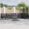 Zestaw Sof na Ogród z poduszką 7 pcs Czarny Stal
