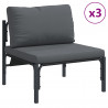 Zestaw Sof na Ogród z poduszką 7 pcs Czarny Stal