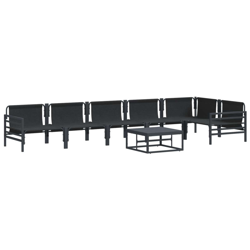 Zestaw Sof na Ogród z poduszką 7 pcs Czarny Stal