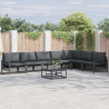 Zestaw Sof na Ogród z poduszką 7 pcs Czarny Stal