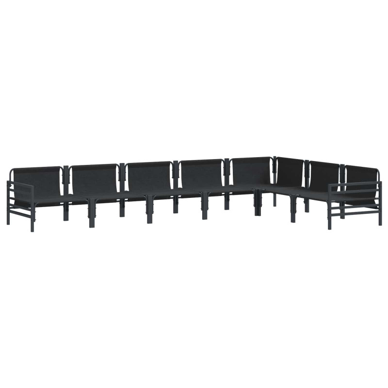 Zestaw Sof na Ogród z poduszką 7 pcs Czarny Stal