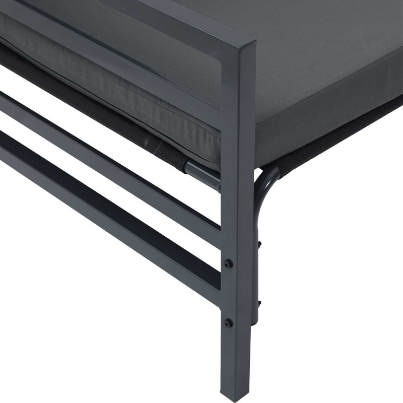 Zestaw Sof na Ogród z poduszką 7 pcs Czarny Stal