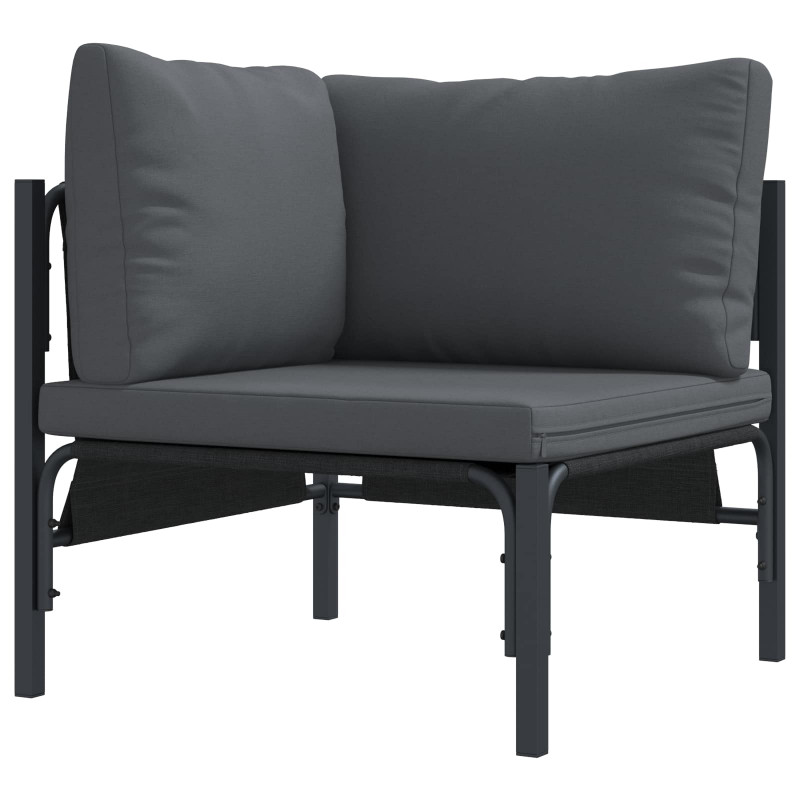 Zestaw Sof na Ogród z poduszką 8 pcs Czarny Stal