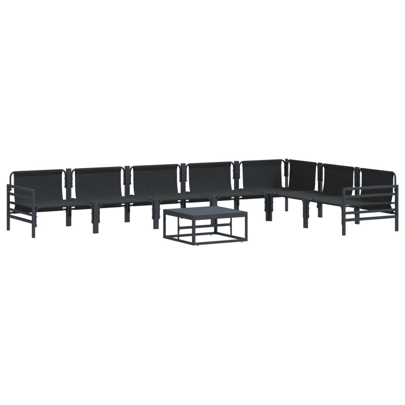 Zestaw Sof na Ogród z poduszką 8 pcs Czarny Stal