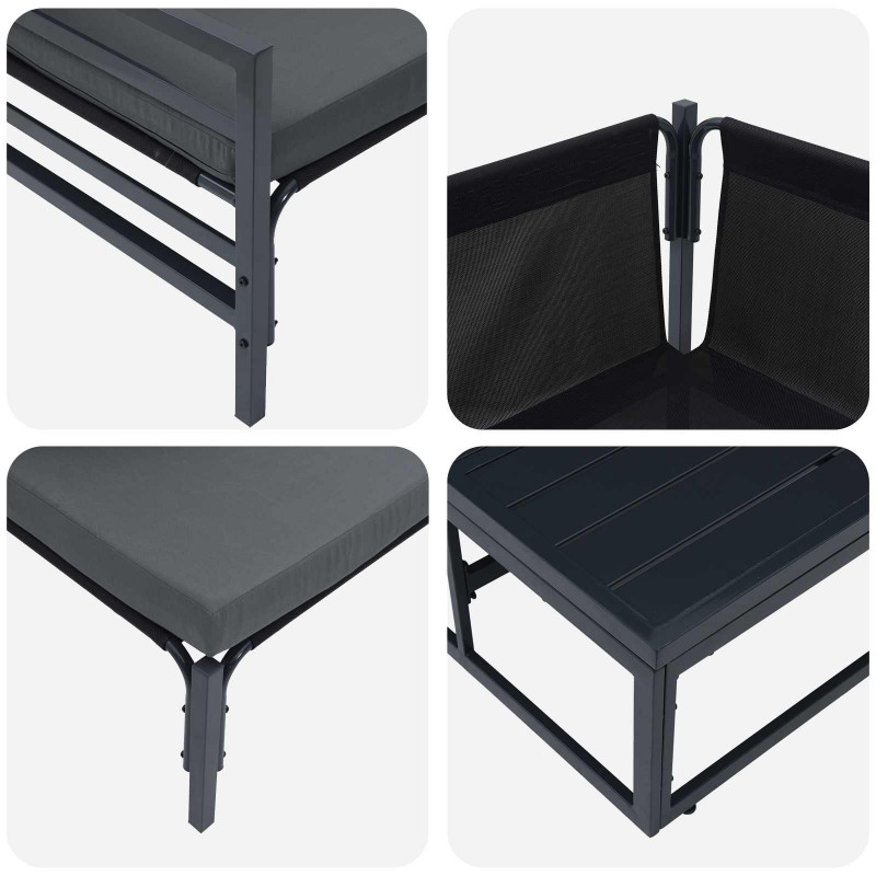 Zestaw Sof na Ogród z poduszką 8 pcs Czarny Stal