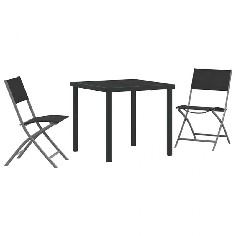 Zestaw do jadalni w ogrodzie 3 pcs Czarny