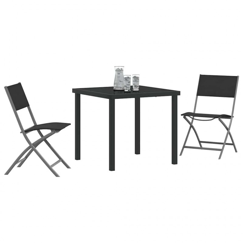 Zestaw do jadalni w ogrodzie 3 pcs Czarny