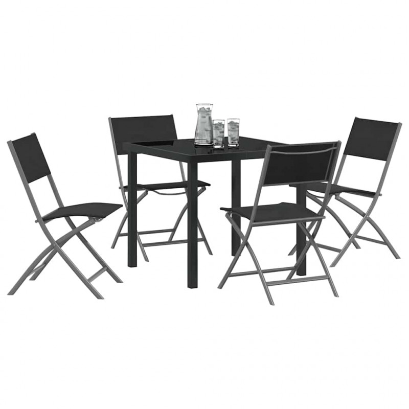 Zestaw do jadalni w ogrodzie 5 pcs Czarny