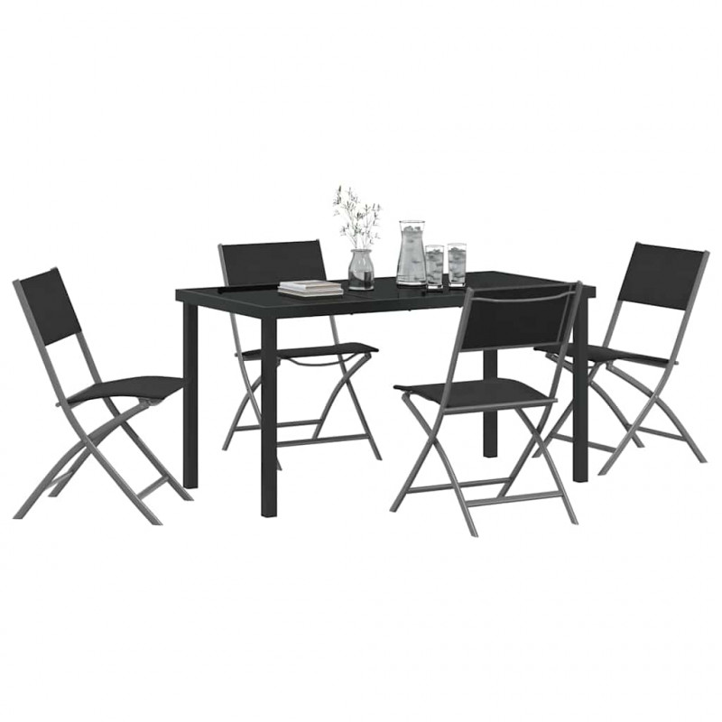 Zestaw do jadalni w ogrodzie 5 pcs Czarny