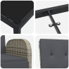 Zestaw do jadalni w ogrodzie z poduszką 9 pcs Szary polirattan